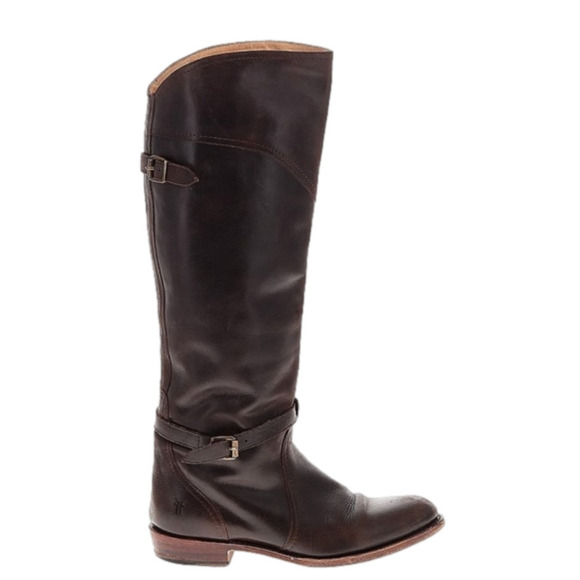 Frye Brown Dorado Riding Leather Knee High Equestrian Buckle Cowboy Boots size 7 - Picture 1 of 10